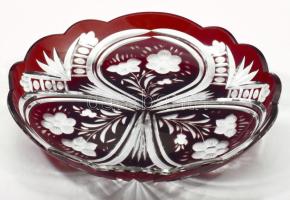 Bordón pácolt kristály kínáló, jelzés nélkül, minimális kopással, d: 26,5 cm