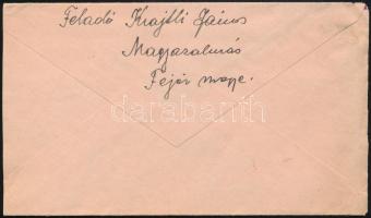 1947 Levél hadifogoly (keresés) ügyben Magyaralmásról a Luganoi Rádióhoz, "100f DÍJKIEGÉSZÍTÉS ...