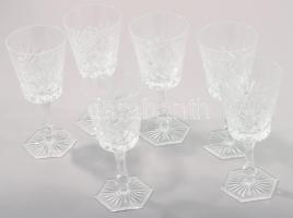 Ólomkristály talpas pohár szett, 6 darab, hibátlan, m: 15 cm