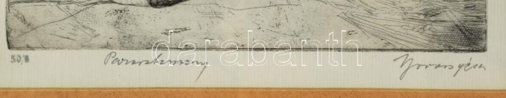 Boross Géza (1908-1971): Parasztasszony. Rézkarc, papír, jelzett, számozott (50/8). 29x19 cm. Üvegez...