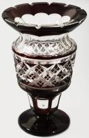 Bordón pácolt kristály váza, minimális pattogzással, m: 16 cm