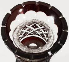 Bordón pácolt kristály váza, minimális pattogzással, m: 16 cm