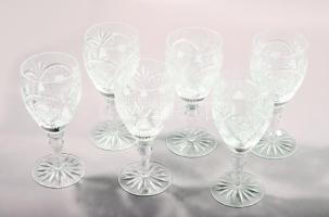 Ólomkristály talpas borospohár szett, 6 darab, hibátlan, m: 15,5 cm