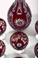 Vadászmintás bordón pácolt italos készlet, 6 darab pohár állatmintákkal csiszolva m: 11,5 cm, italos...