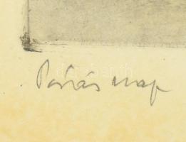 Zádor István (1882-1963): Párás nap. Rézkarc, papír, jelzett, kissé foltos, üvegezett keretben, 40×2...