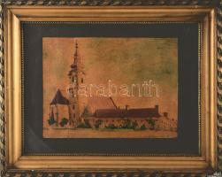 Nagybányai Nagy Zoltán (1904-1981): Szeged, alsóvárosi Mátyás-templom, 1924. Akvarell, papír, jelzett. Üvegezett fakeretben. 23x31 cm
