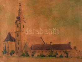 Nagybányai Nagy Zoltán (1904-1981): Szeged, alsóvárosi Mátyás-templom, 1924. Akvarell, papír, jelzet...