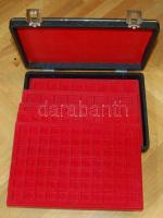 Nagyalakú éremtartó koffer, 4x40, 2x77 férőhelyes tálcával, kulccsal, jó állapotban