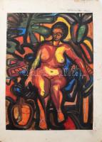 Jozefka Antal (1935-): Női akt. Vegyes technika, papír. Jelzés nélkül. Paszpartuban. 57x41 cm