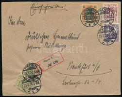 1920 Ajánlott levél Thornból lengyel-német vegyes bérmentesítéssel Frankfurtba / Registered cover from Thorn to Frankfurt with mixed franking