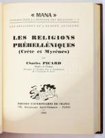 Charles Picard: Les religions préhelléniques (Créte et Mycénes.) Paris, 1948, Presses Universitaires de France, XI+1+332 p. Francia nyelven. Átkötött egészvászon-kötés.