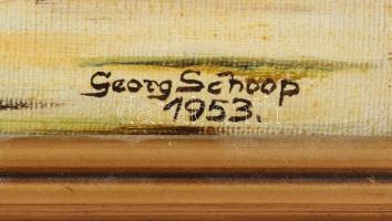 Georg Schoop jelzéssel, XX. sz. közepe: Vitolrások, 1953. Olaj, vászon. 29x22,5 cm. Fakeretben