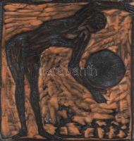 Perei Zoltán (1913-1992): Nyomódúc, kétoldalas. Nyomódúcról készült grafikákkal ellátott papírtokban. 10,5x11 cm.