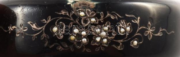 Antik zománcozott ezüst (Ag) karperec, jelzett, zománchibákkal, d: 7 cm, bruttó 43g