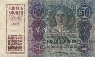 1914. 50K piros magyar körbélyegzővel T:III