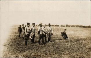 1910 Osztrák-magyar katonák terepen, hátoldalon nevekkel. Schäffer Ármin fényképész felvétele / Austro-Hungarian K.u.k. military, soldiers on field, with names on the backside. photo