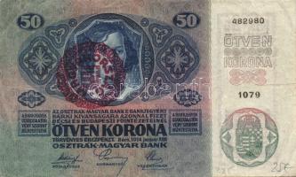 1914. 50K piros magyar körbélyegzővel T:III