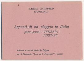Andruskó Károly (1915-2008) mappa/füzet: Appunti di un viaggio in It6alia, parte prima - Venezia, Firenze, 1986 (többségében ex librisek reprodukcióival. 8,5x11 cm.