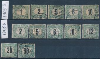 1903-1905 Zöldportó I. 5 klf érték 11 1/2 fogazással + II. sor 15-ös fogazással