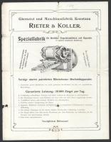 Vegyes reklámprospektus tétel, 2 db: Märklin prospektus, Rieter &amp; Koller Giesserei und Masch...