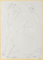 Tot, Amerigo (1909-1984): Női aktok, 1982. Szitanyomat, papír, jelzett, üvegezett fakeretben 42x30 c...