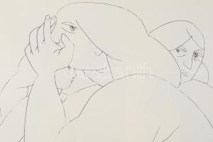 Tot, Amerigo (1909-1984): Női aktok, 1982. Szitanyomat, papír, jelzett, üvegezett fakeretben 42x30 c...