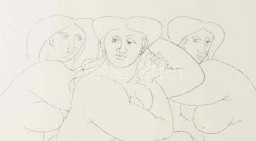 Tot, Amerigo (1909-1984): Női aktok, 1982. Szitanyomat, papír, jelzett, üvegezett fakeretben 36x51 c...