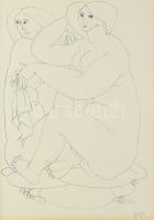 Tot, Amerigo (1909-1984): Női aktok, 1982. Szitanyomat, papír, jelzett, üvegezett fakeretben 42x30 c...