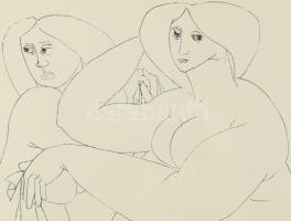 Tot, Amerigo (1909-1984): Női aktok, 1982. Szitanyomat, papír, jelzett, üvegezett fakeretben 42x30 c...