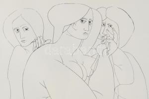 Tot, Amerigo (1909-1984): Női aktok, 1982. Szitanyomat, papír, jelzett, üvegezett fakeretben 42x30 c...