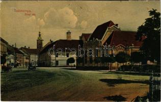 Csáktornya, Cakovec; Zrínyi tér és szálloda. Fischel Fülöp (Strausz Sándor) kiadása / square and hotel (Rb)