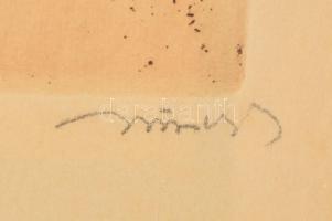 Hincz Gyula (1904-1986): Alakok, formák (cím nélkül), rézkarc, papír, jelzett, üvegezett fakeretben,...