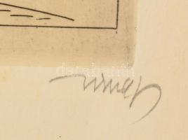 Hincz Gyula (1904-1986): Zenész (cím nélkül), rézkarc, papír, jelzett, üvegezett fakeretben, 29,5×19...