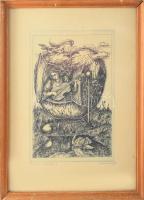 Balla Margit (1947-): Minden csodaszép I. Rézkarc, papír, jelzett. Üvegezett fakeretben. 29,5×19 cm.