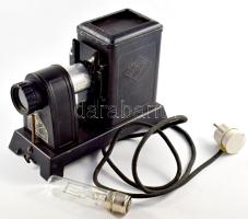 cca 1950 Agfa Opficus vetítőgép, pót izzóval, cserélt dugaljjal, 27x19 cm