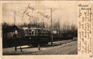 1905 Palicsfürdő, Palic, Palitsch; villamos. Szigeti Jenő kiadása / tram (EK)