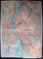 1935 Budapest-térkép színes hátul reklámszövegek