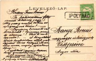 Ipolyság, Sahy; Fő tér, Vármegyeháza. Polgár J. kiadása / main square, county hall + "IPOLYSÁG&...