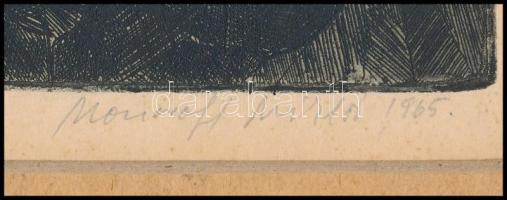 Mazsaroff Miklós (1929-1997): Világítótorony Várnában, 1965. Rézkarc, papír, jelzett, paszpartuban, ...