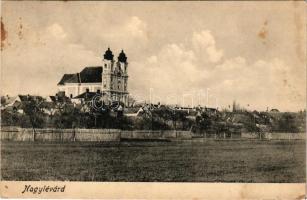 Nagylévárd, Velké Leváre; látkép, templom. Wiesner A. kiadása / general view, church (fl)