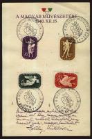 1940.XII.15 Horthy Miklósné saját kézzel írt sorai és aláírása a Magyar Művészetért lebélyegzett és ...
