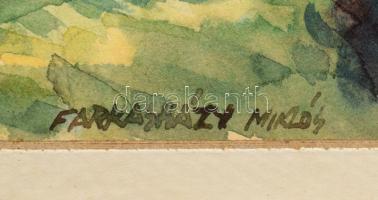 Farkasházy Miklós (1895-1964): Dombos táj vonuló felhőkkel. Akvarell, papír, jelezve jobbra lent. Pa...