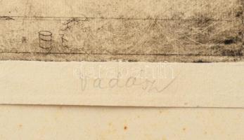 Vadász Endre (1901-1944): Köszörűs. Rézkarc, papír, jelzett, számozott (22.), kartonra kasírozva, 21...