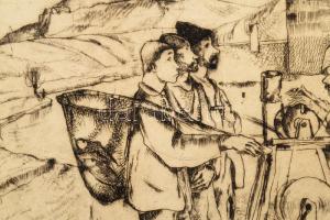 Vadász Endre (1901-1944): Köszörűs. Rézkarc, papír, jelzett, számozott (22.), kartonra kasírozva, 21...