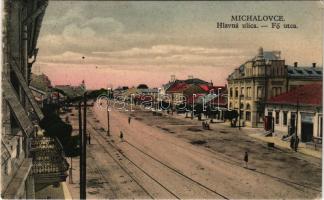 Nagymihály, Michalovce; Fő utca, Csillag Szálloda. Alexander Halász kiadása / Hlavna ulica / main street, hotel (EK)