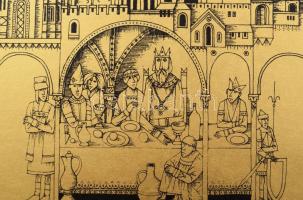 Rékassy Csaba (1937-1989): Vár. Szitanyomat, papír, jelzett, számozott (46/100), 20x29 cm