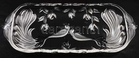 Kristály italos szett, címkével jelzett italos dugós üveg, 6 darab pohár, tálca, hibátlan, h: 40 cm,...