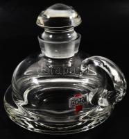 Kristály italos szett, címkével jelzett italos dugós üveg, 6 darab pohár, tálca, hibátlan, h: 40 cm,...