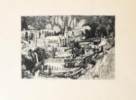 Barczi Pál (1933-2003): Lillafüred. Rézkarc, papír, jelzett, 25×35 cm