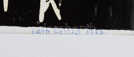 Láta László (1938-): Ló és bika, 1977. Linómetszet, papír, jelzett, paszpartuban, 34,5x48 cm